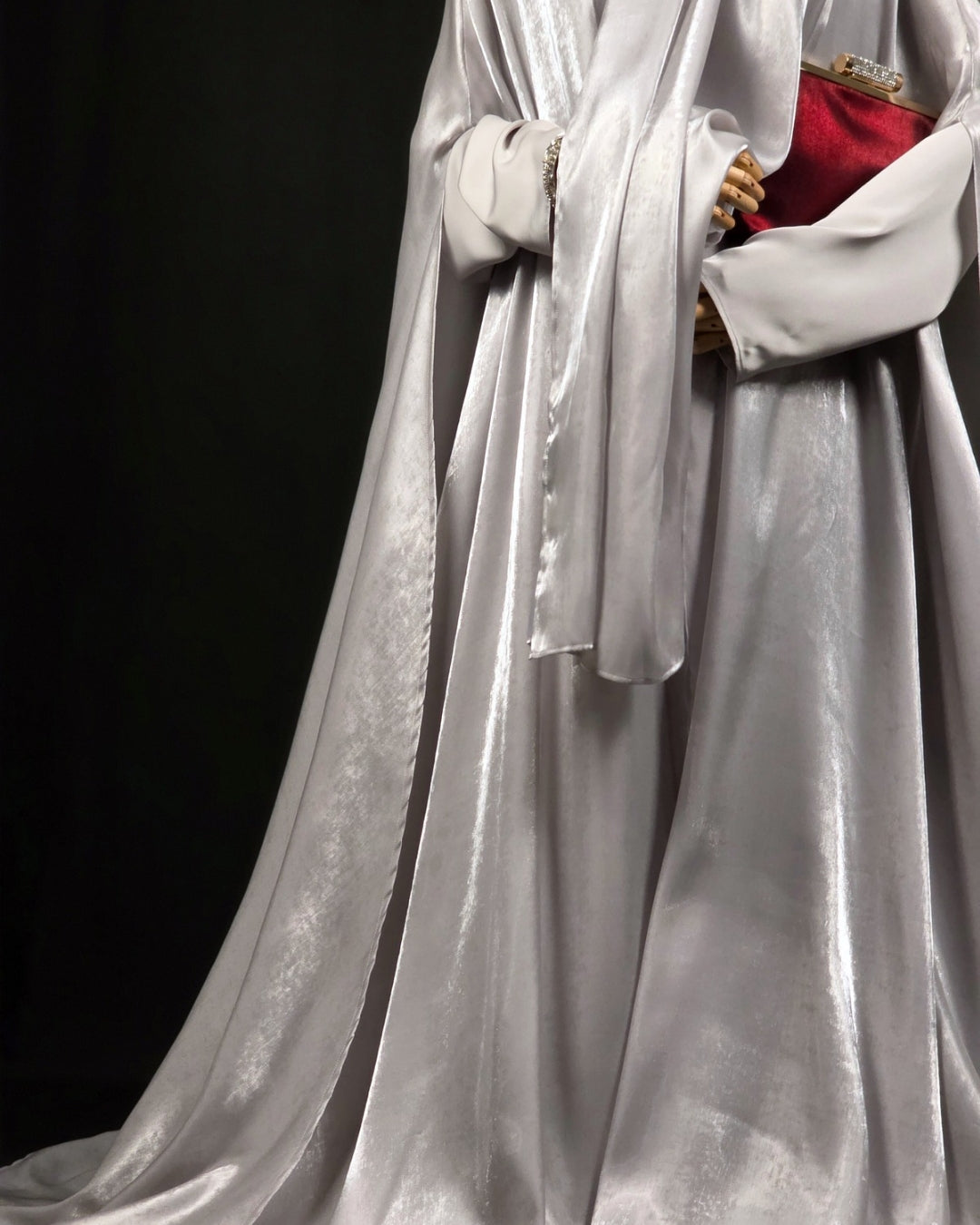 Silver 3-Piece Formal Abaya Set  | Aure by NISA