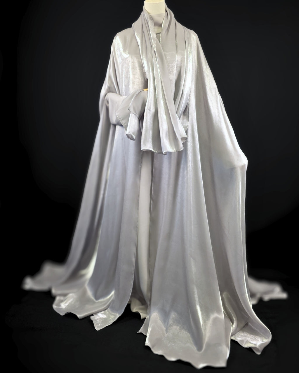 Silver 3-Piece Formal Abaya Set  | Aure by NISA