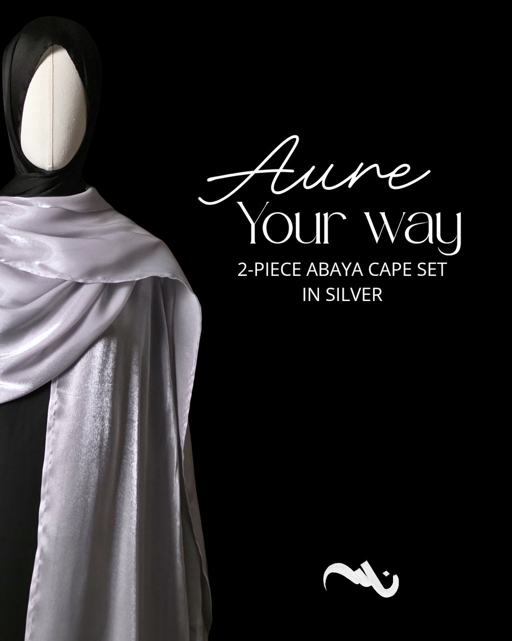 Silver Cape Abaya Set (2-Piece) | Aure by NISA