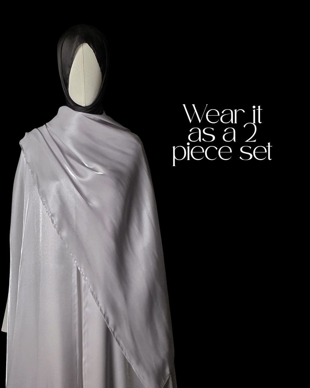 Silver Cape Abaya Set (2-Piece) | Aure by NISA