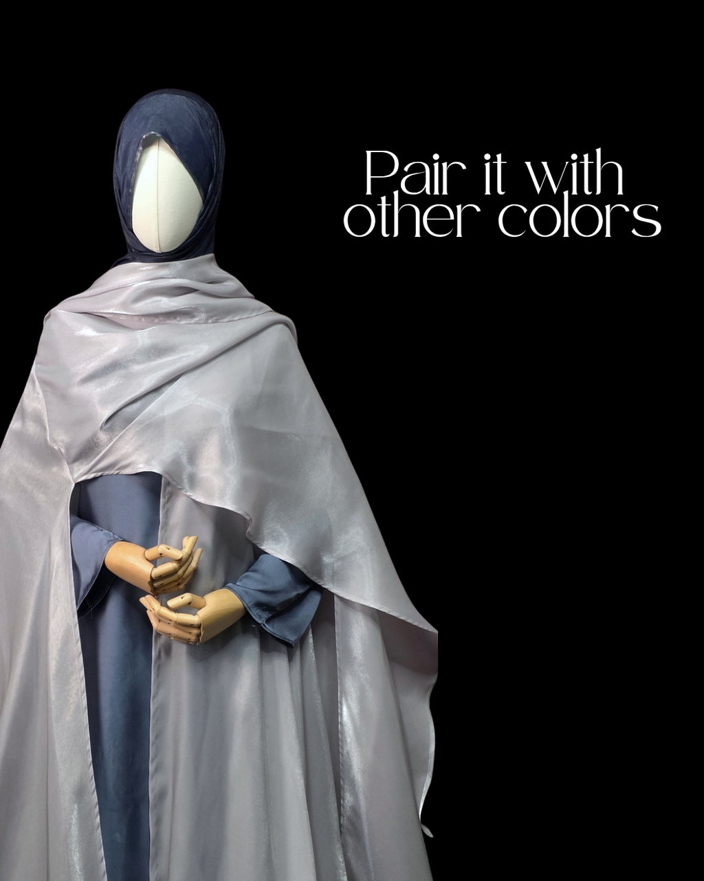 Silver Cape Abaya Set (2-Piece) | Aure by NISA