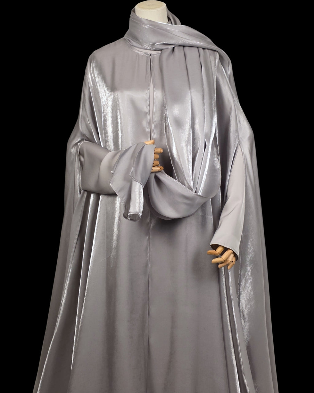 Silver 3-Piece Formal Abaya Set  | Aure by NISA