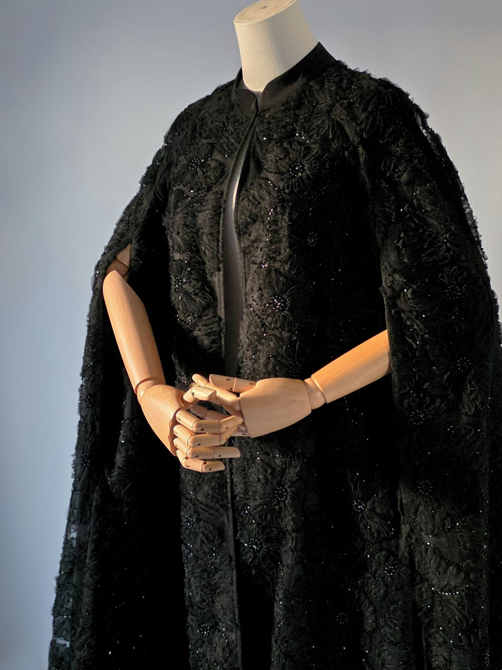 Black Beaded Lace Cape Abaya | Noir by NISA