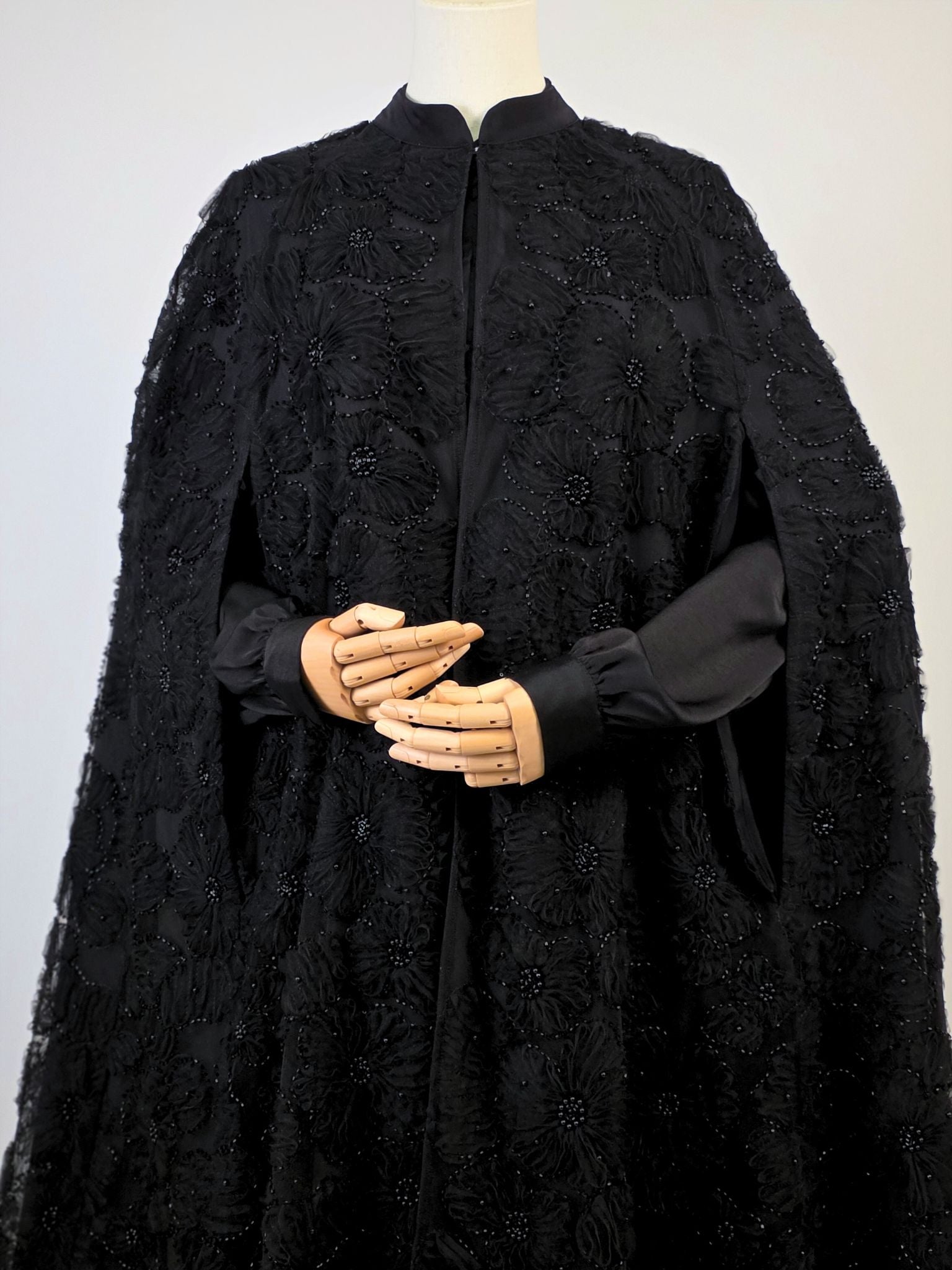 Black Beaded Lace Cape Abaya | Noir by NISA