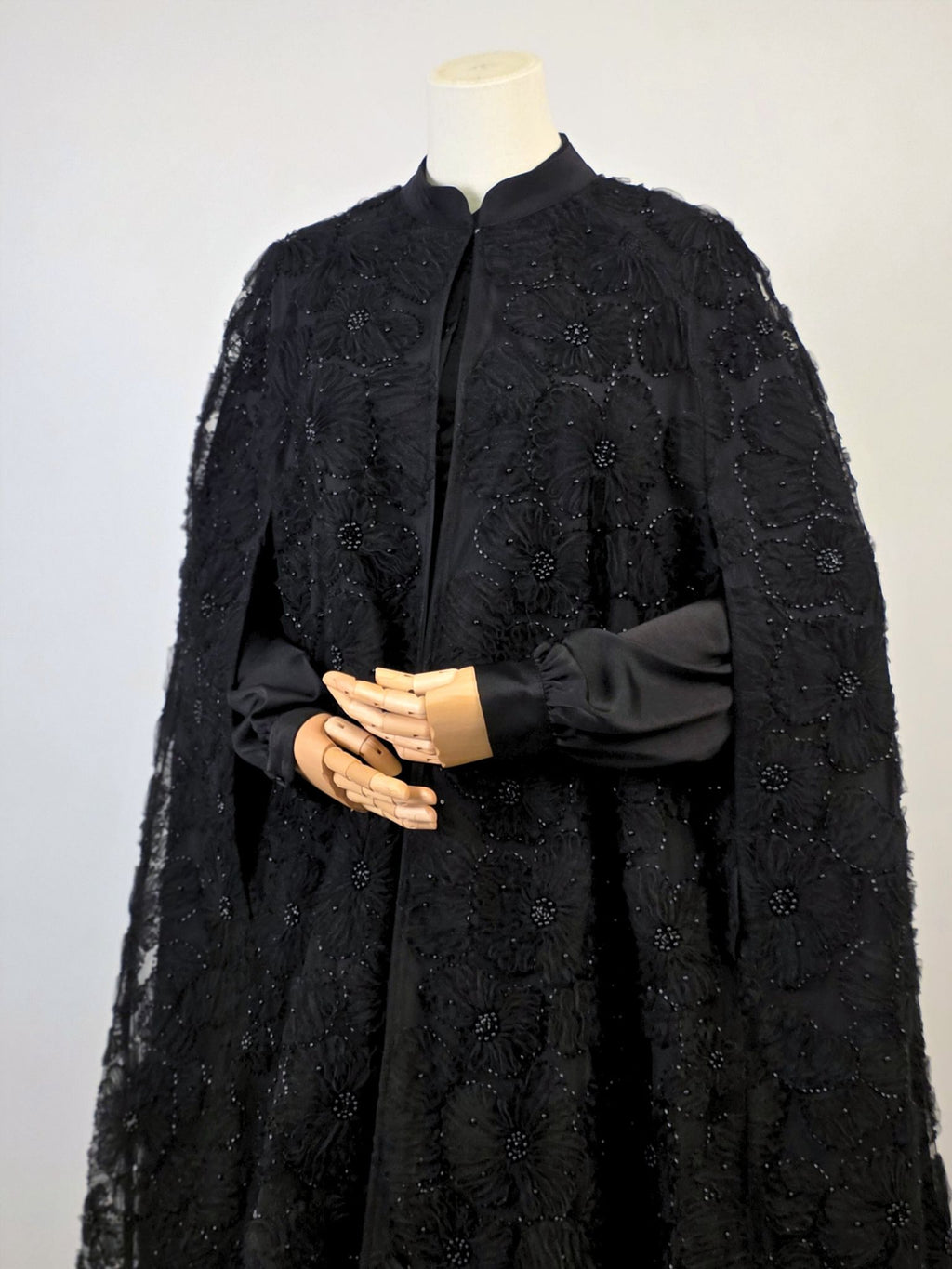 Black Beaded Lace Cape Abaya | Noir by NISA