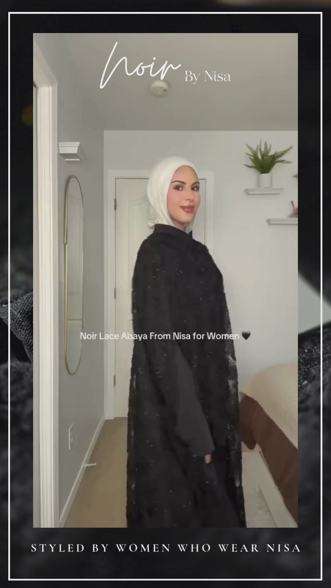 Black Beaded Lace Cape Abaya | Noir by NISA