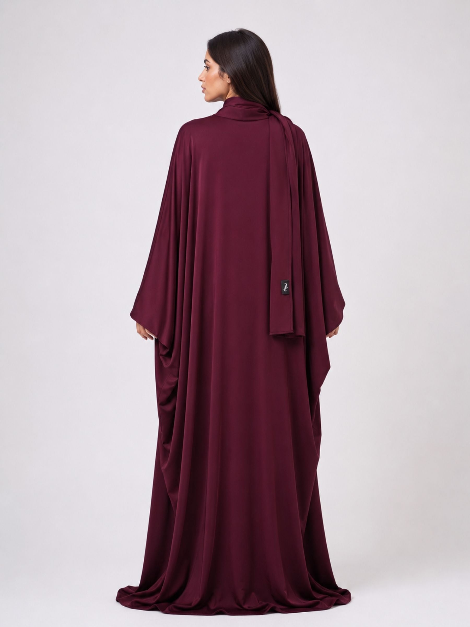 Burgundy Batwing Abaya Set | Rumman by NISA