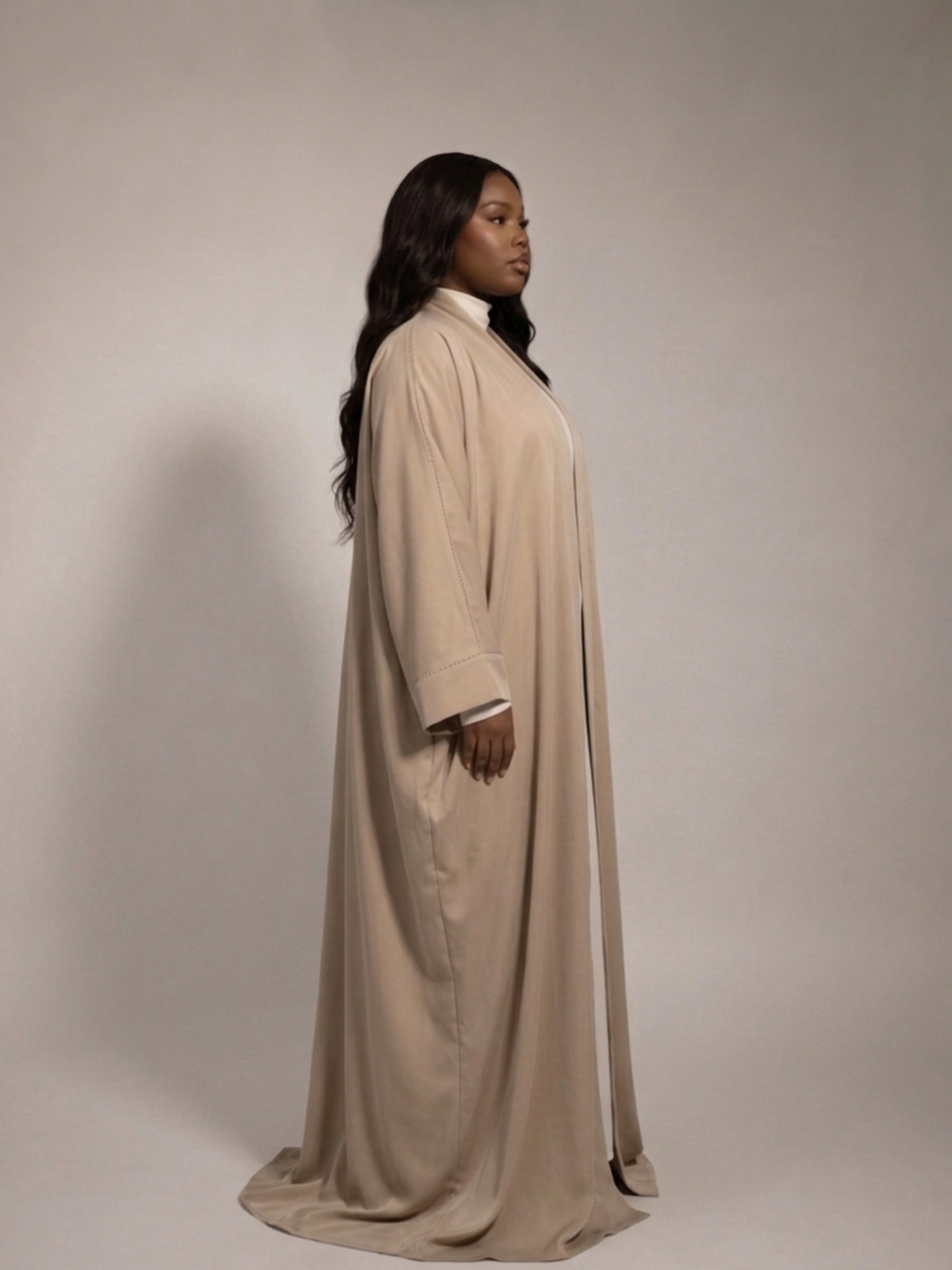 Beige Batwing Abaya Set | Safhah by NISA