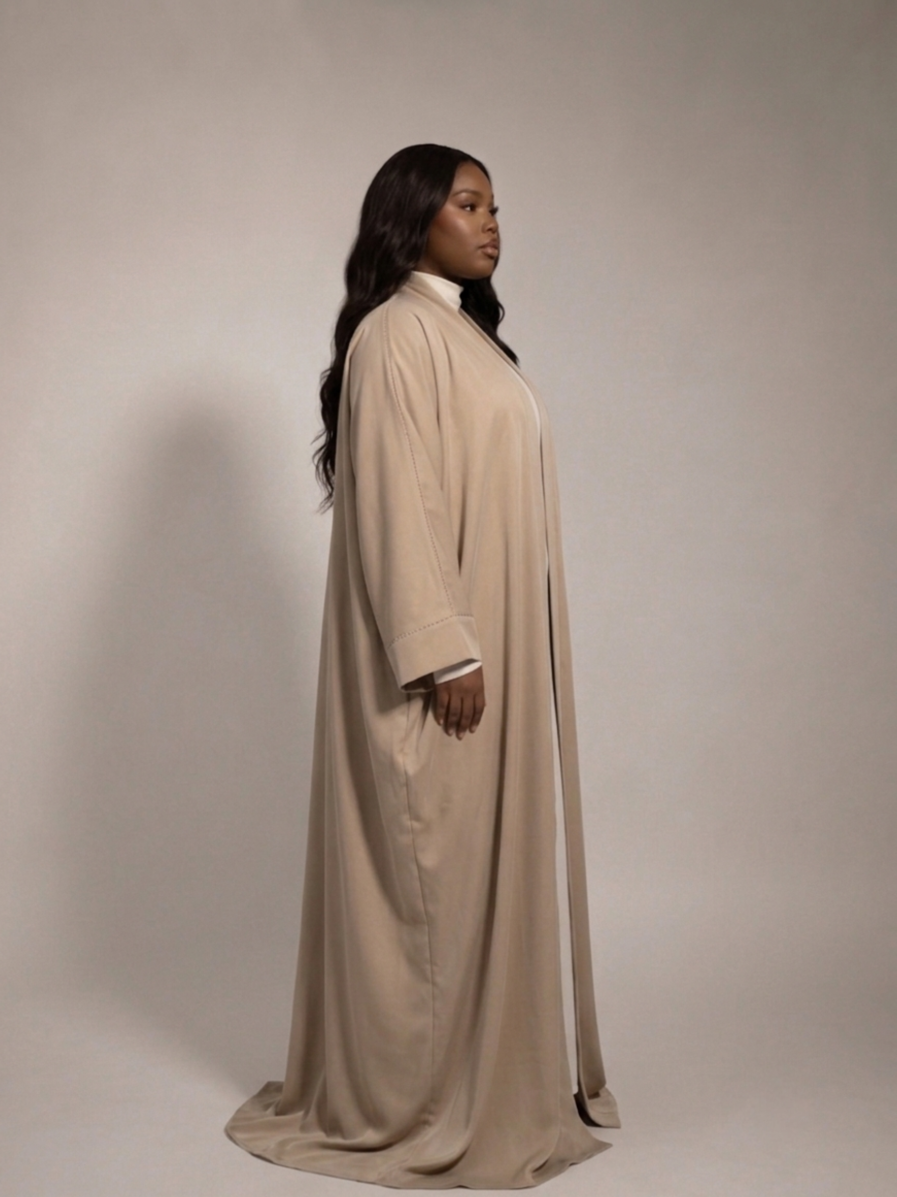 Beige Batwing Abaya Set | Safhah by NISA