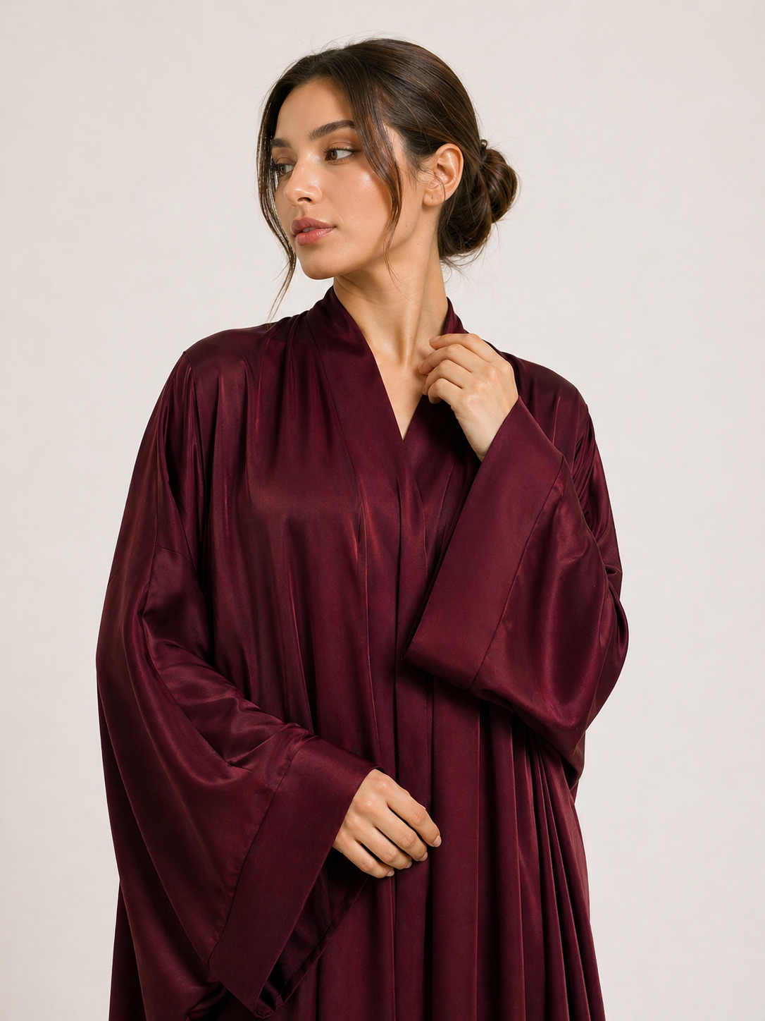 Burgundy Batwing Abaya Set