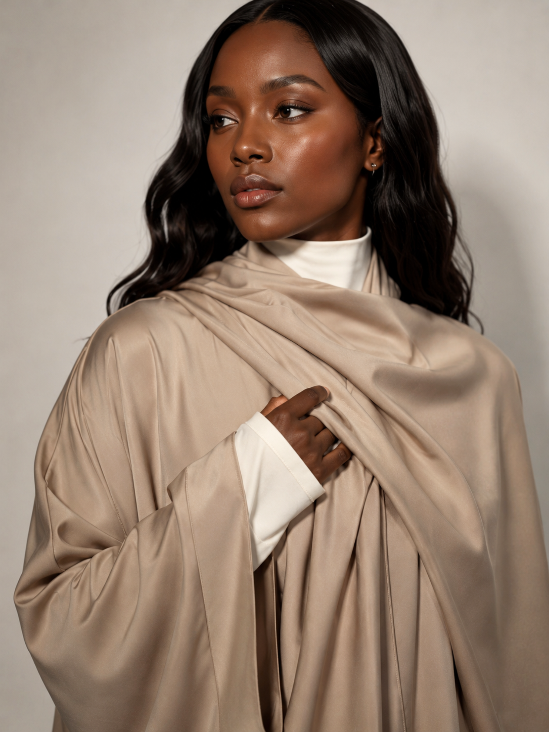 Beige Batwing Abaya Set | Safhah by NISA
