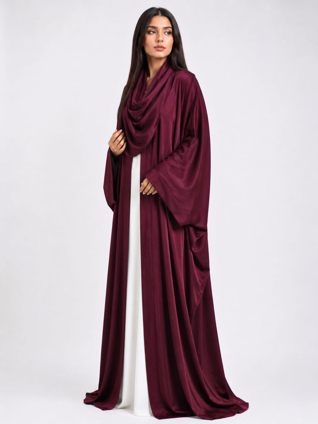 Burgundy Batwing Abaya Set | Rumman by NISA