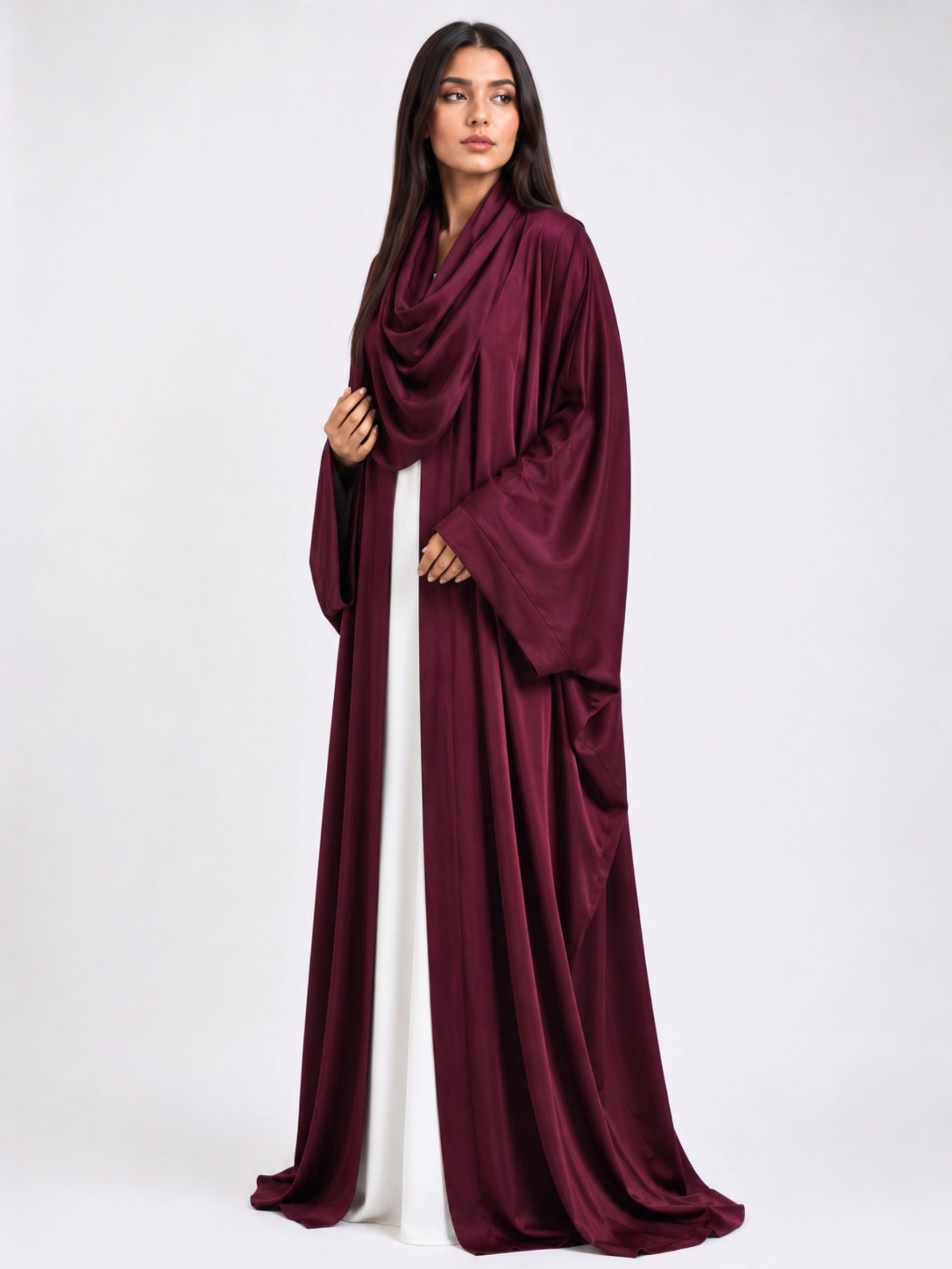 Burgundy Batwing Abaya Set | Rumman by NISA