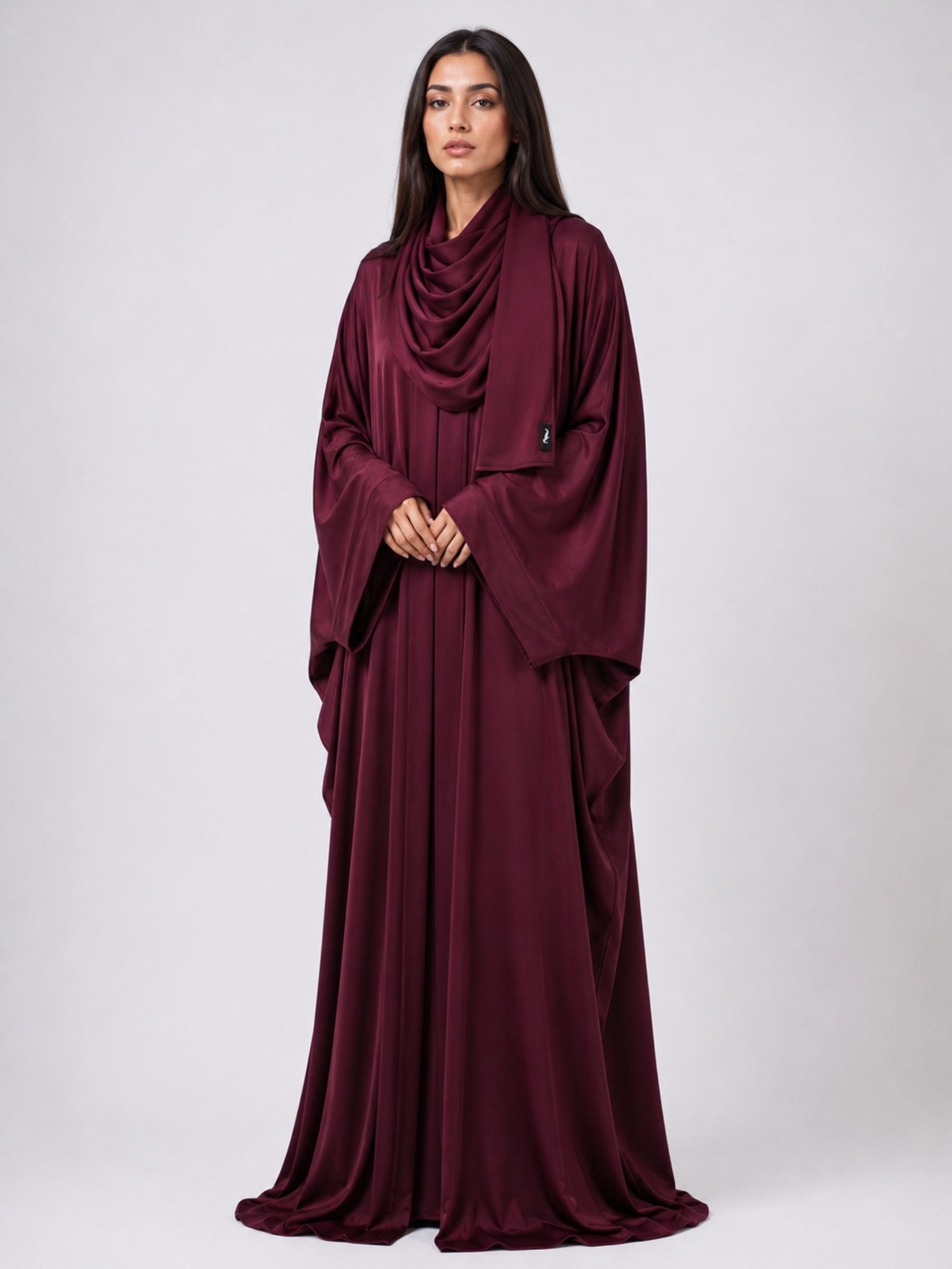 Burgundy Batwing Abaya Set | Rumman by NISA