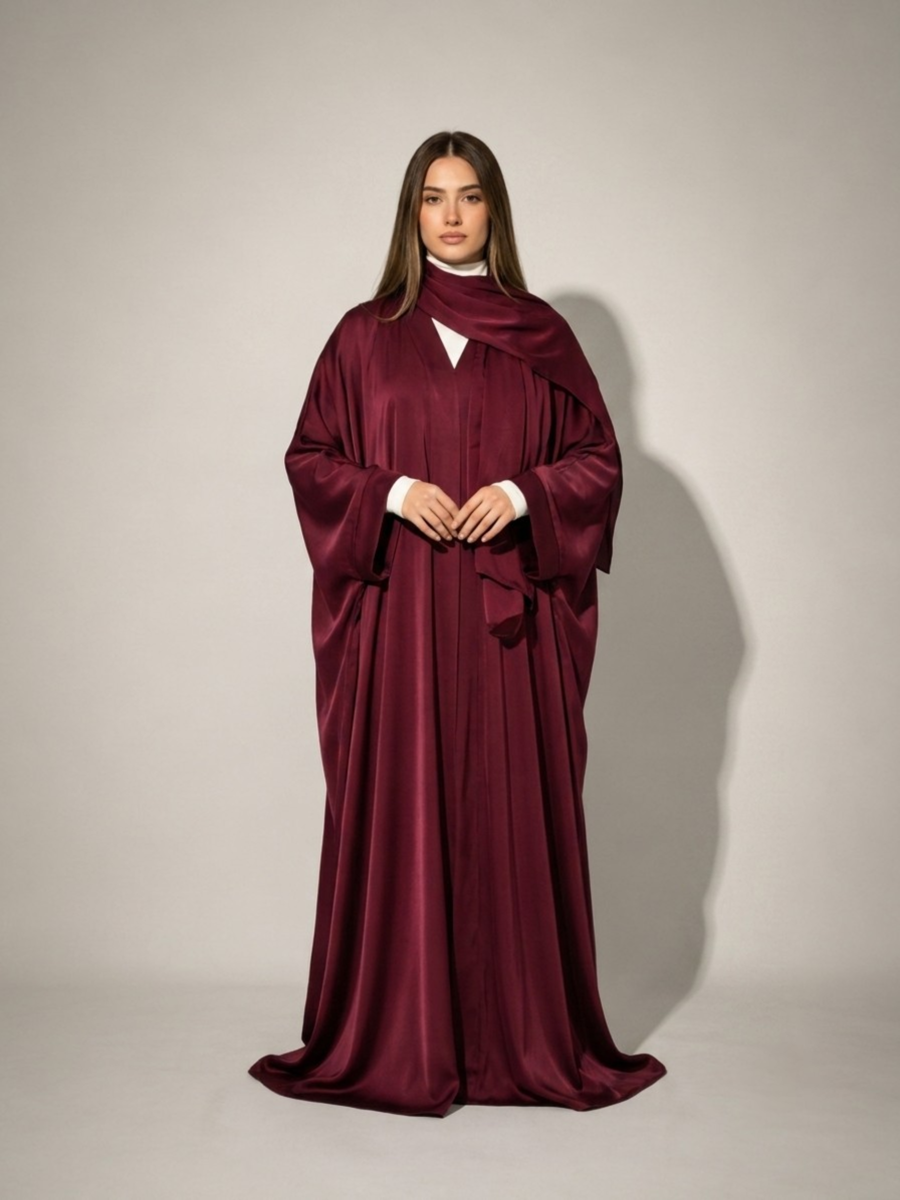 Burgundy Batwing Abaya Set | Rumman by NISA