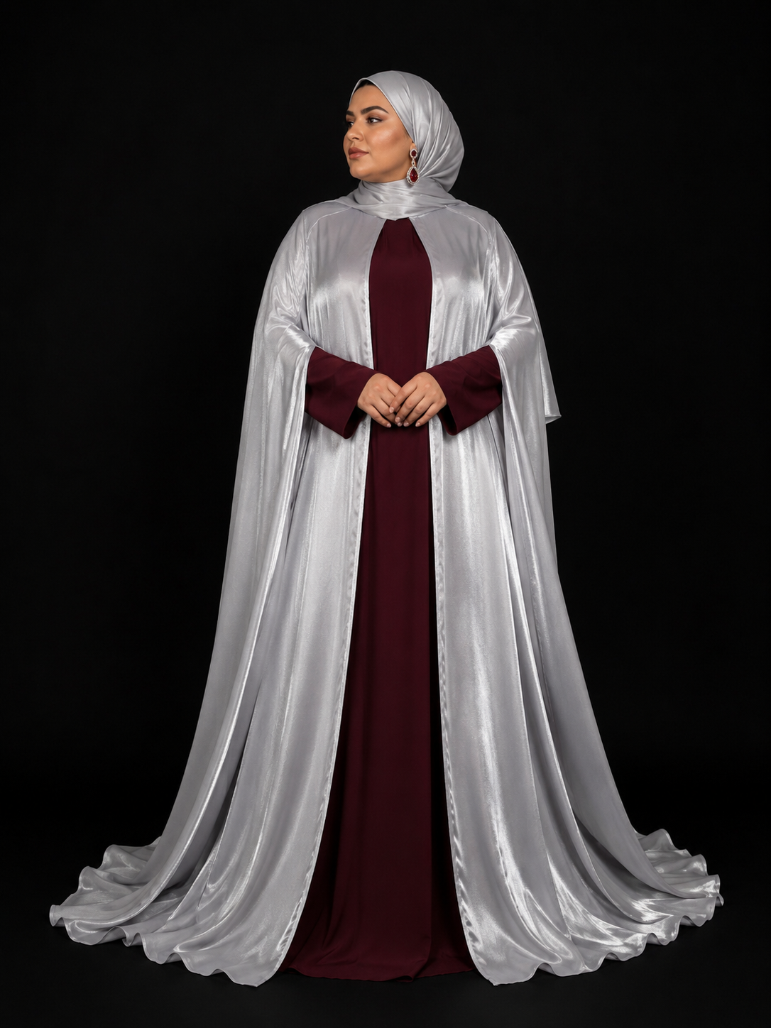 Silver Cape (2-Piece) Abaya Set | Aure by NISA