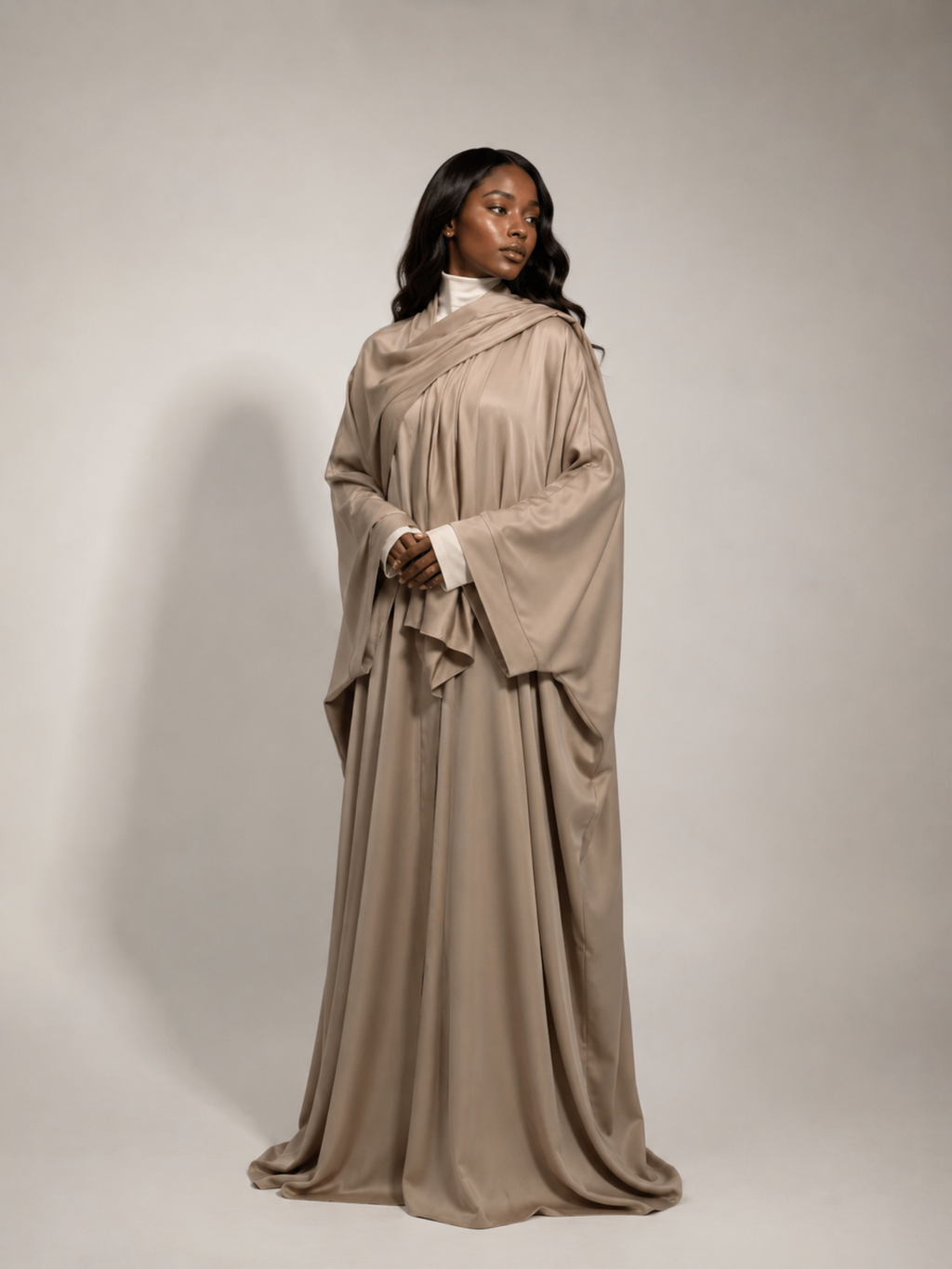 Beige Batwing Abaya Set | Safhah by NISA