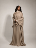 Beige Batwing Abaya Set | Safhah by NISA
