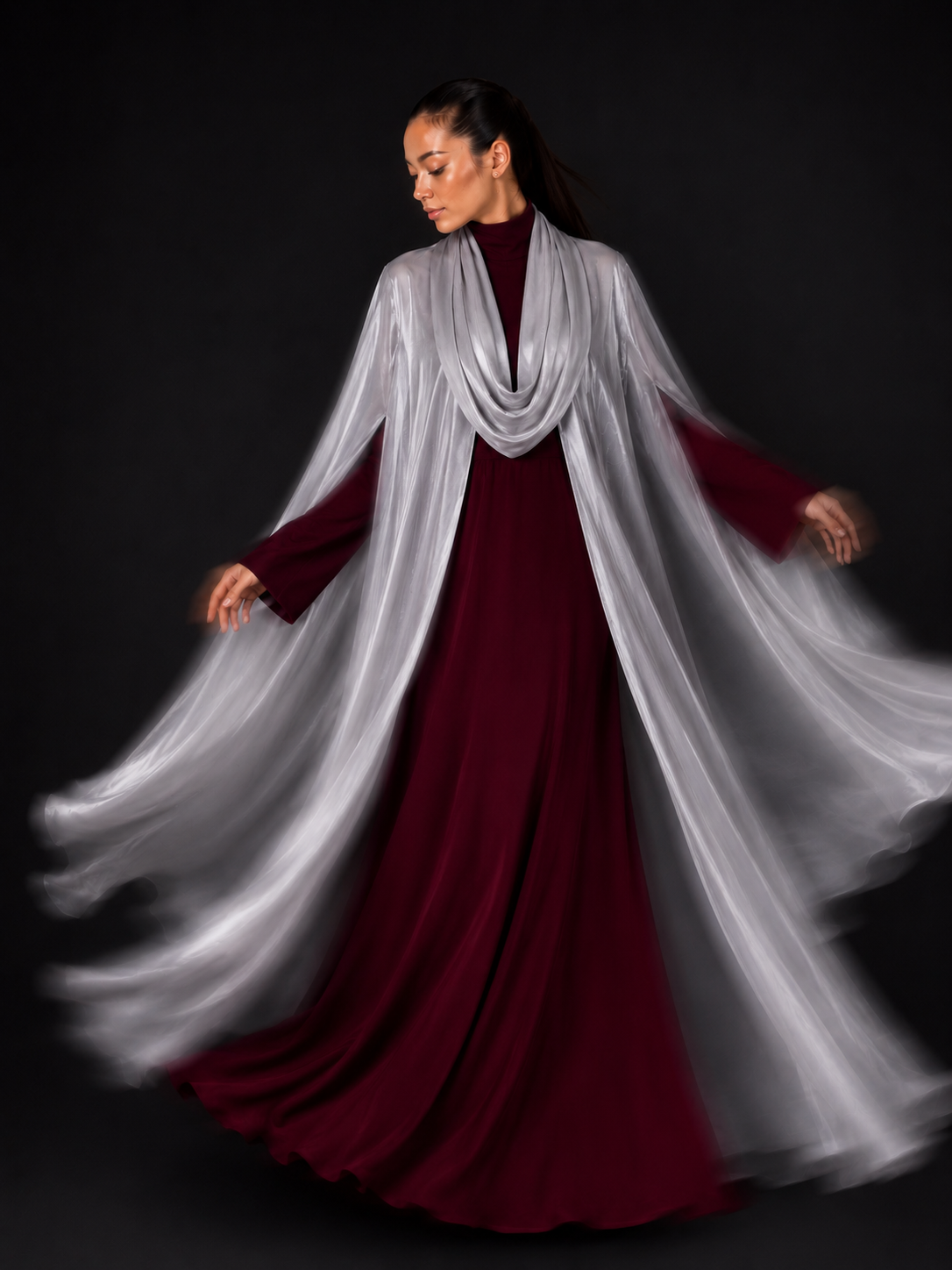Silver Cape (2-Piece) Abaya Set | Aure by NISA