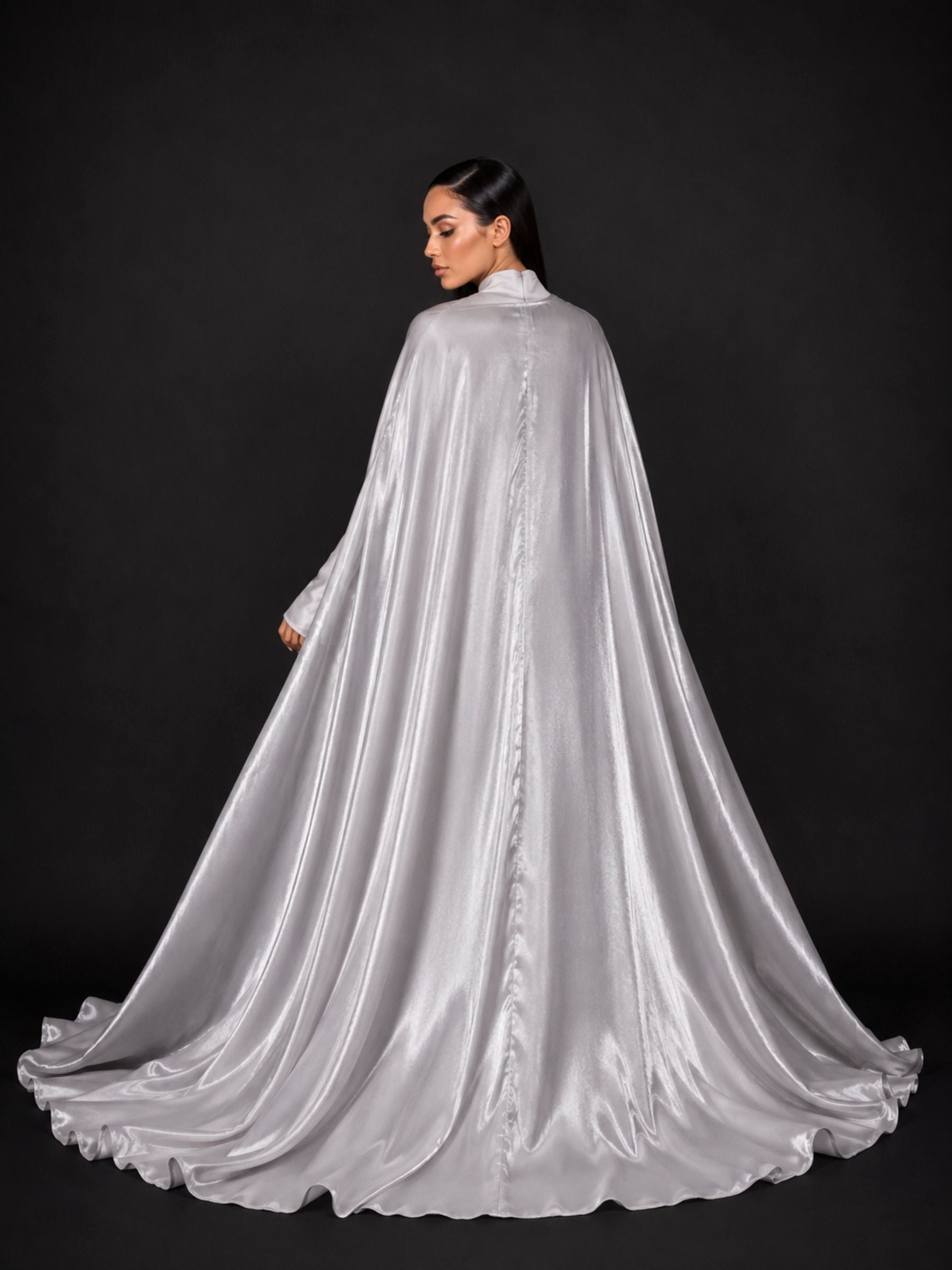 Silver 3-Piece Formal Abaya Set  | Aure by NISA