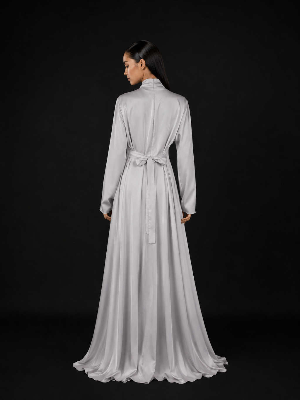 Silver 3-Piece Formal Abaya Set  | Aure by NISA