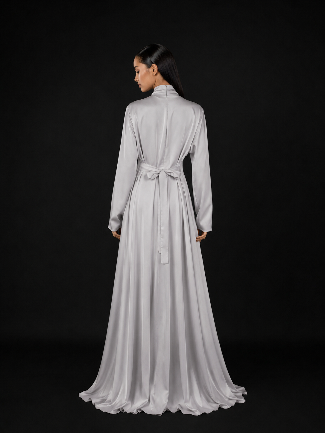 Silver 3-Piece Formal Abaya Set  | Aure by NISA