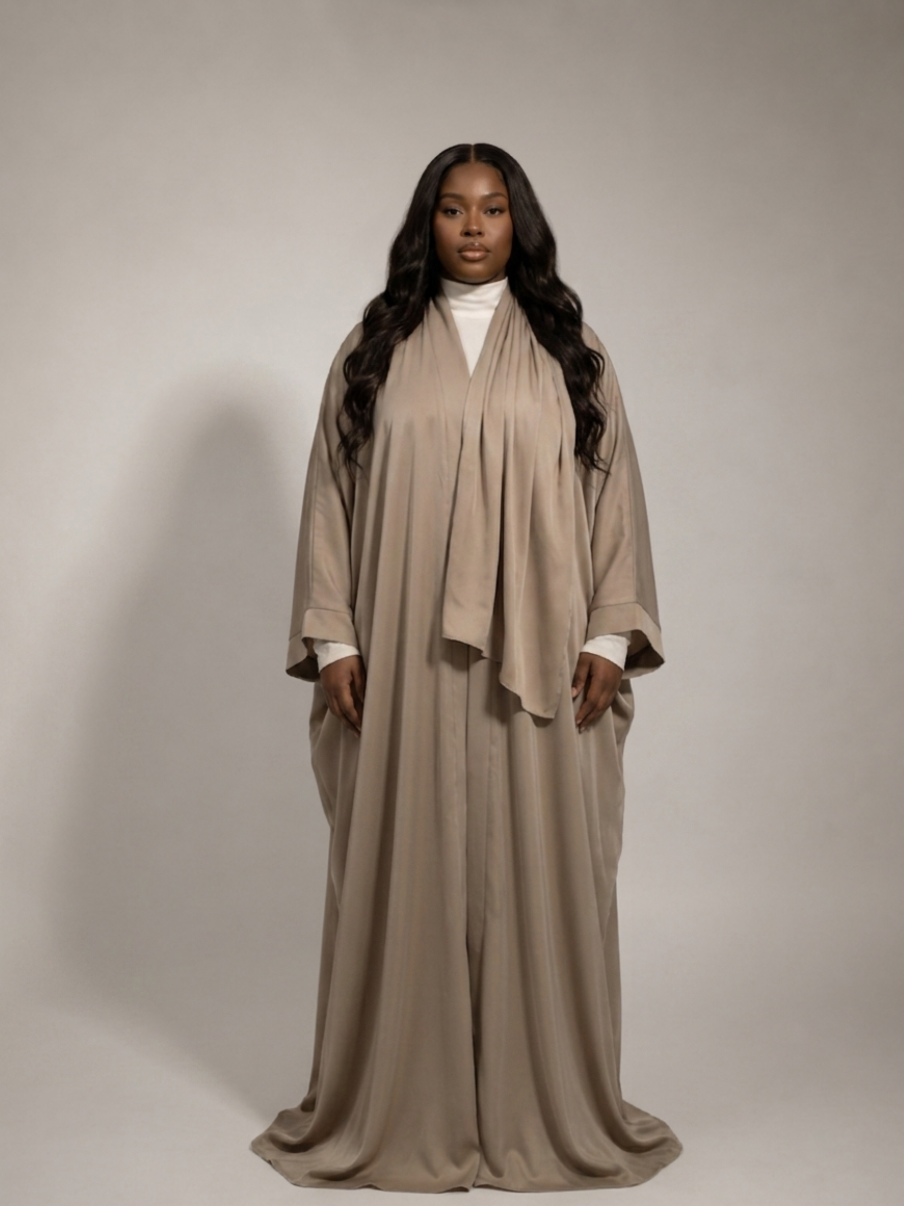 Beige Batwing Abaya Set | Safhah by NISA