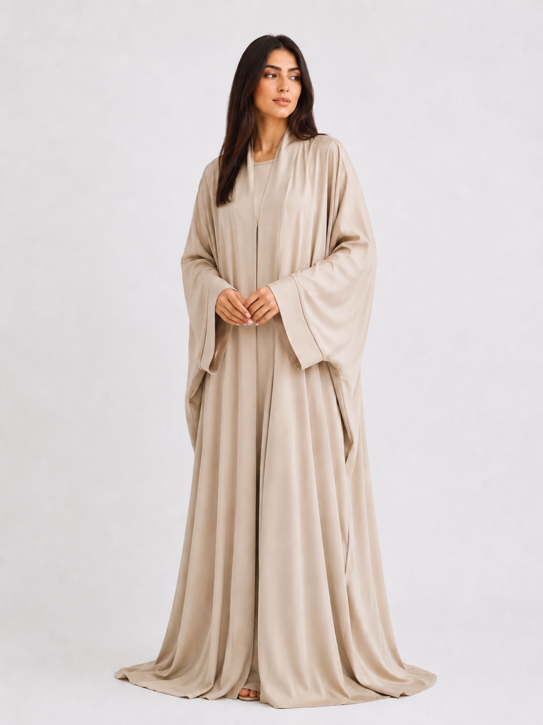 Beige Batwing Abaya Set | Safhah by NISA