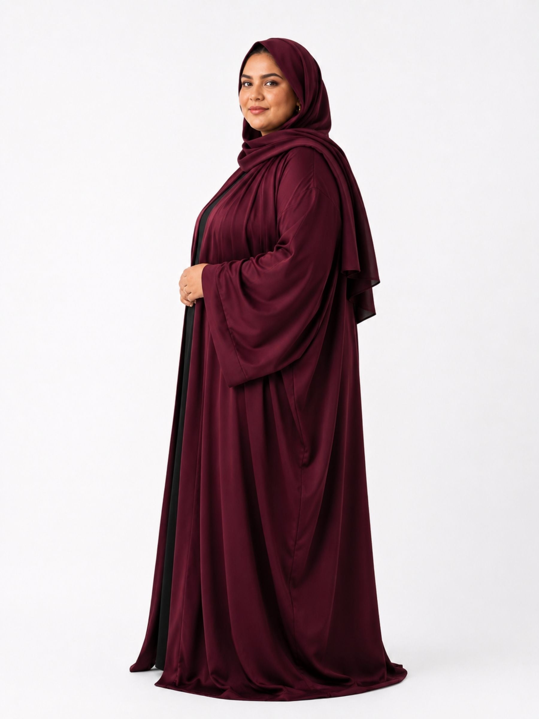Burgundy Batwing Abaya Set | Rumman by NISA