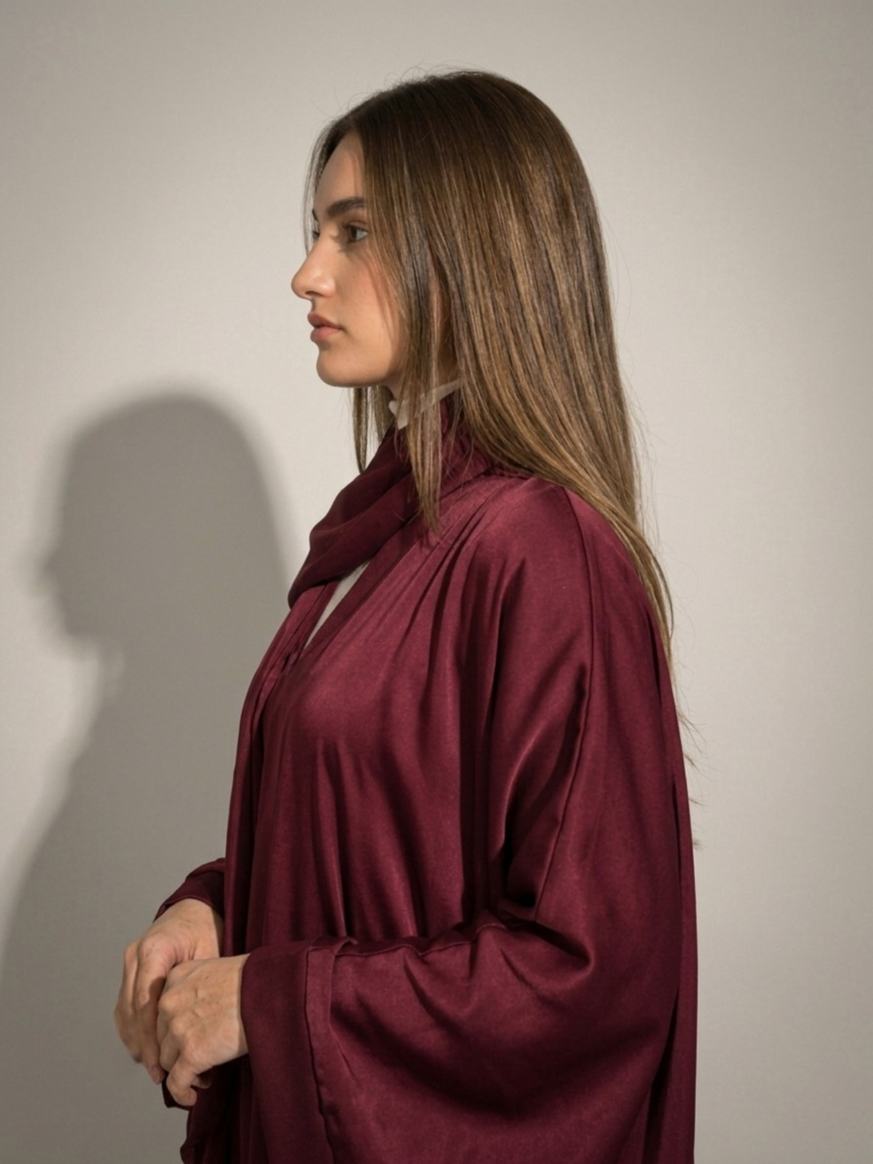 Burgundy Batwing Abaya Set | Rumman by NISA