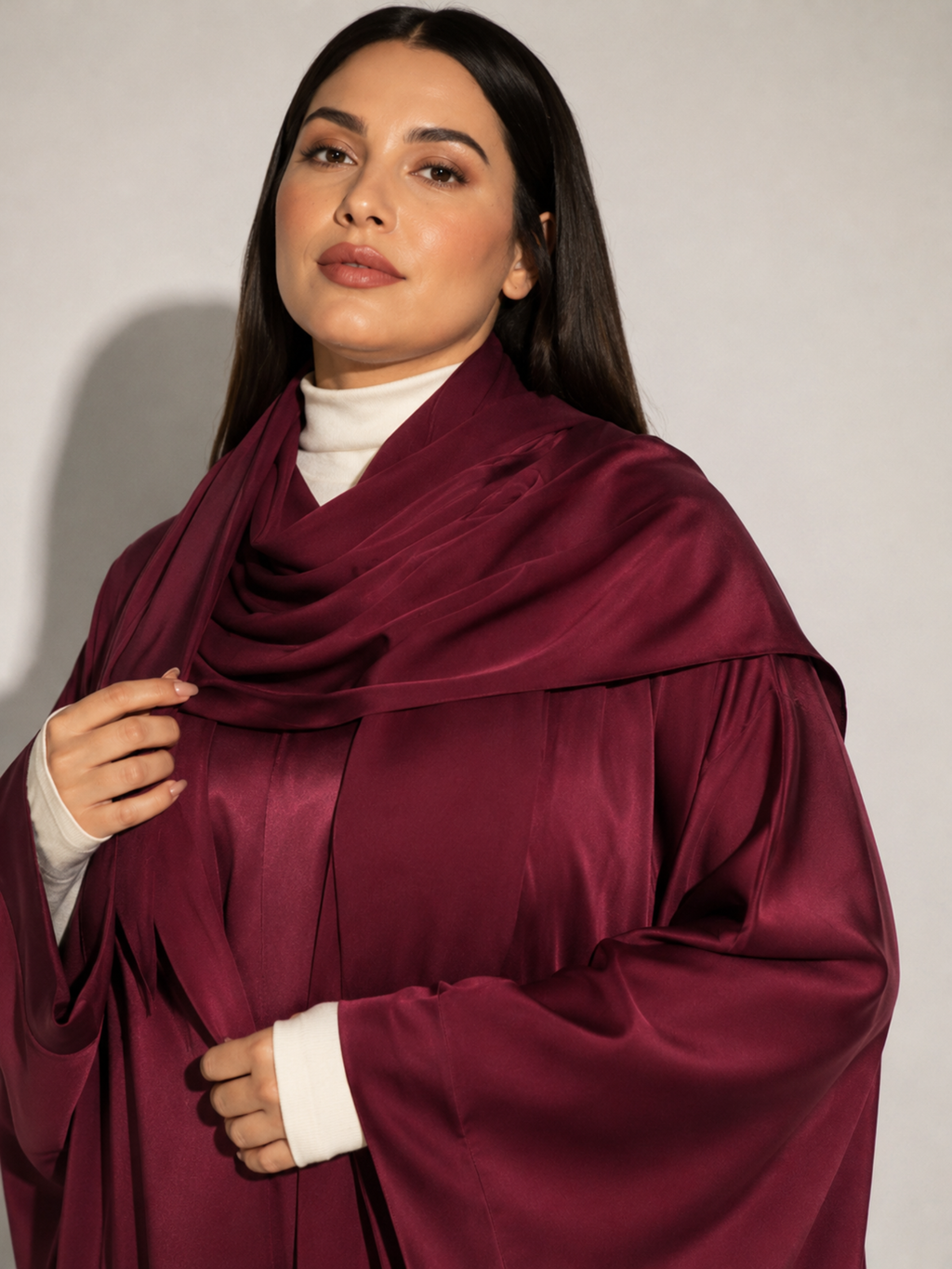 Burgundy Batwing Abaya Set | Rumman by NISA