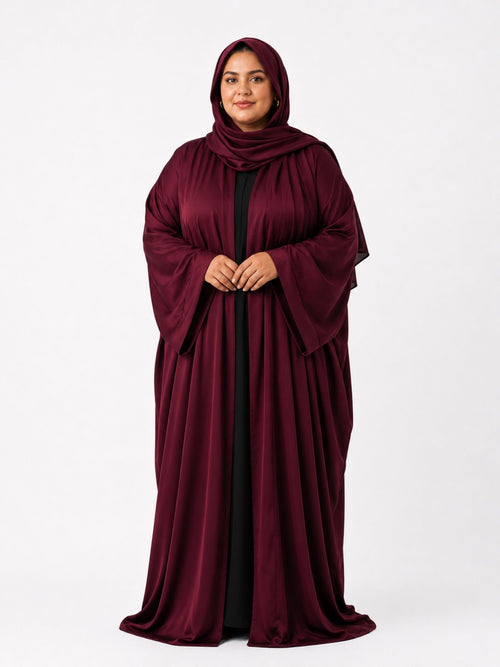 Burgundy Batwing Abaya Set | Rumman by NISA