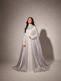 Silver 3-Piece Formal Abaya Set  | Aure by NISA