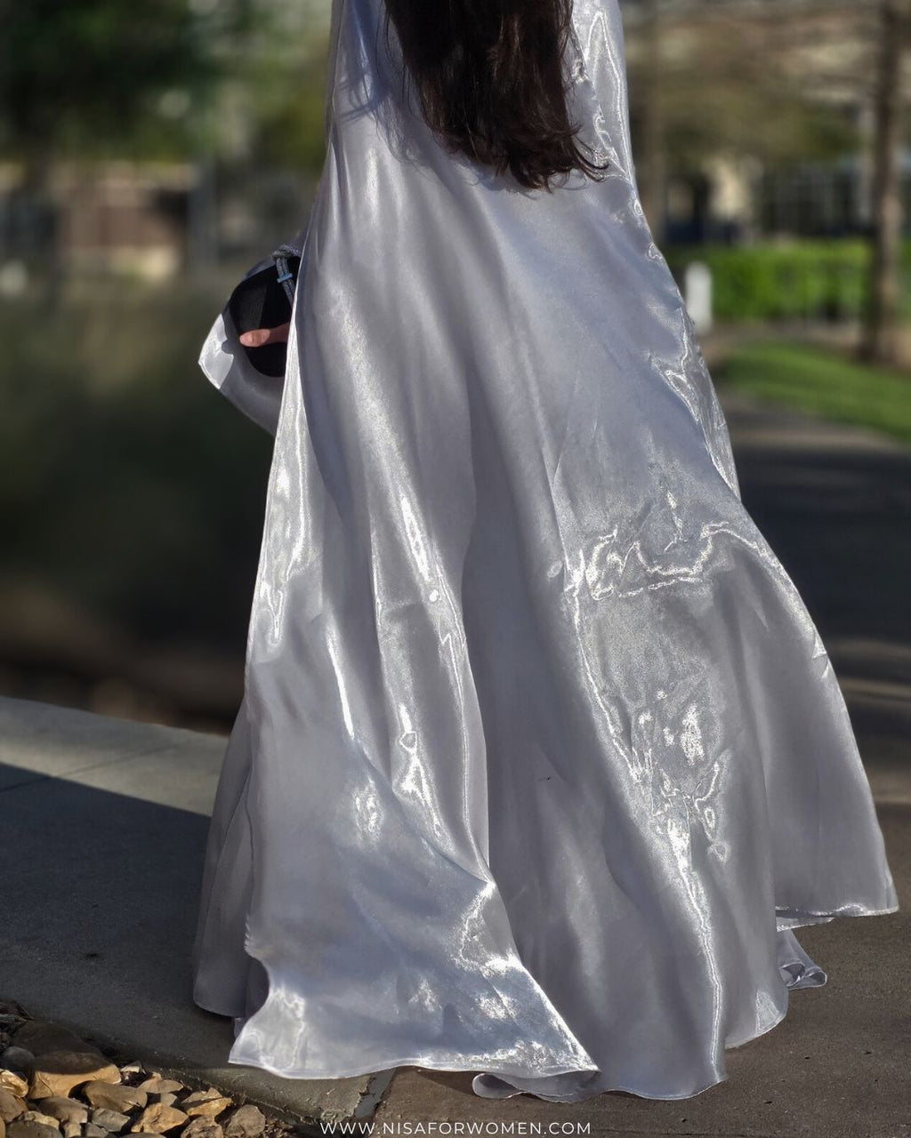 Silver 3-Piece Formal Abaya Set  | Aure by NISA