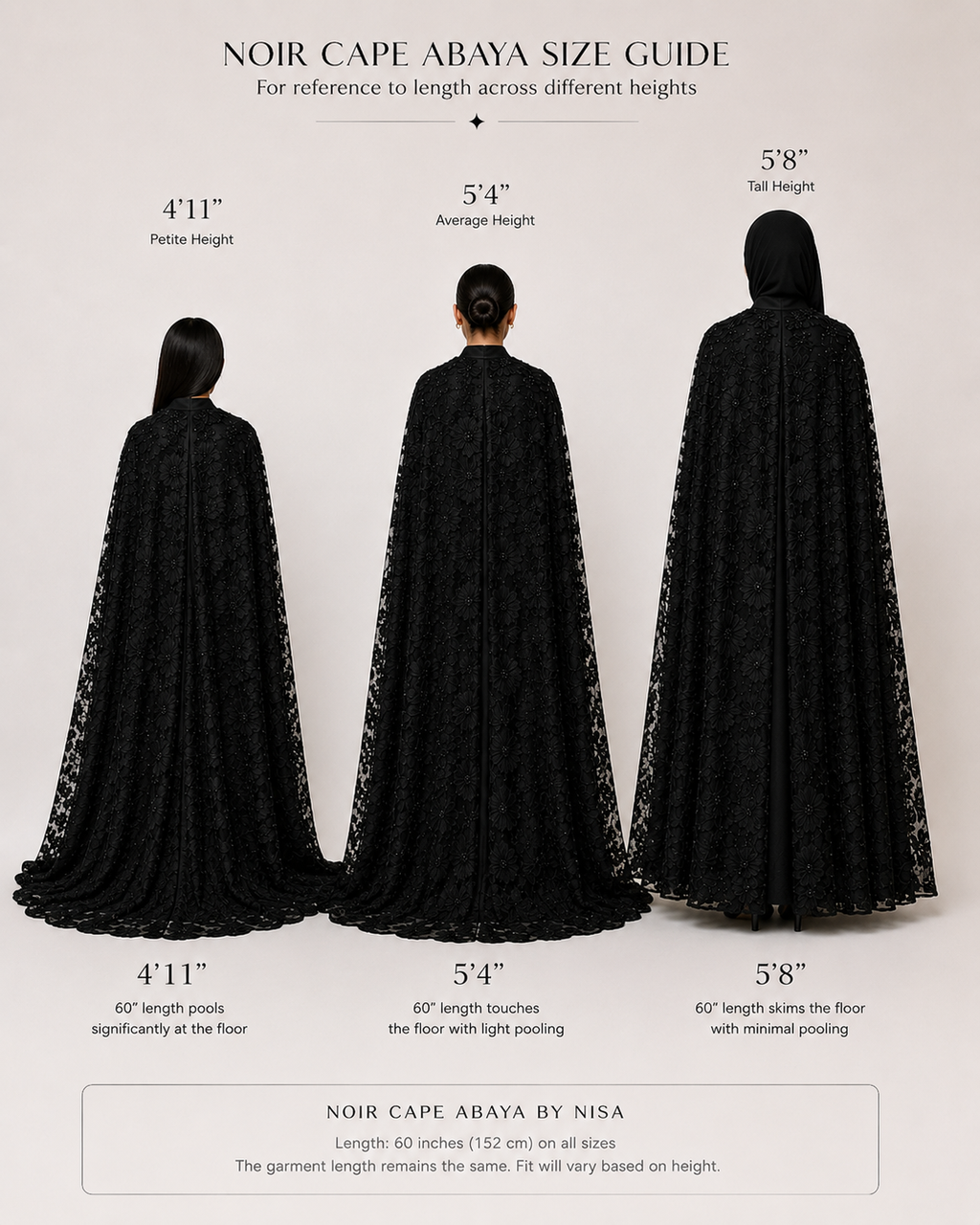 Black Beaded Lace Cape Abaya | Noir by NISA
