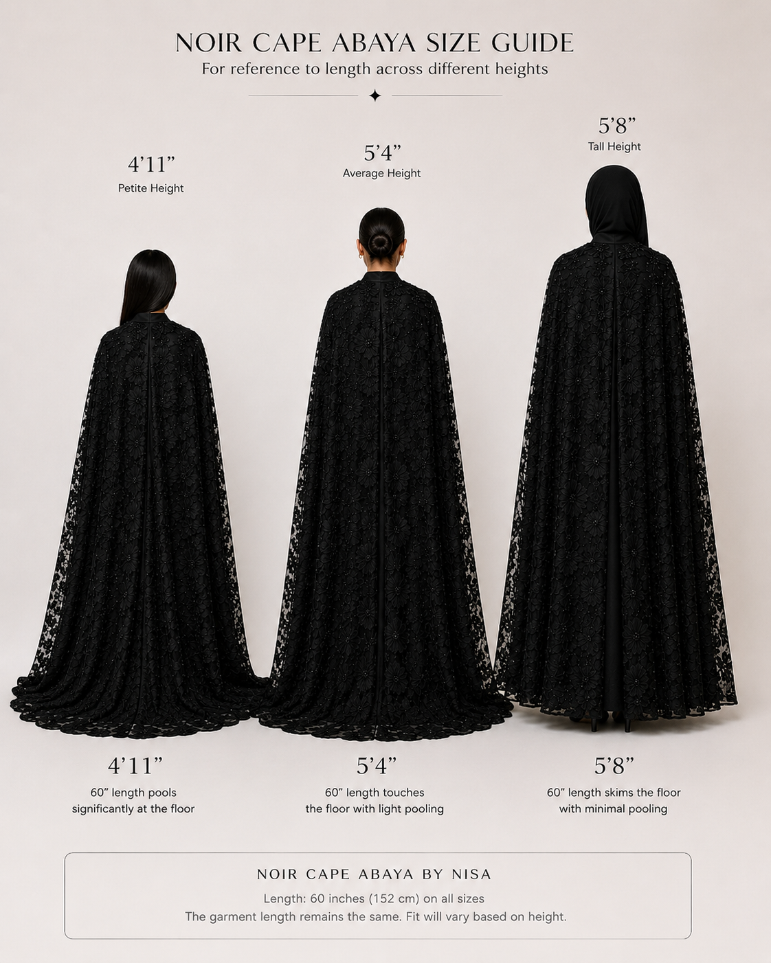 Black Beaded Lace Cape Abaya | Noir by NISA
