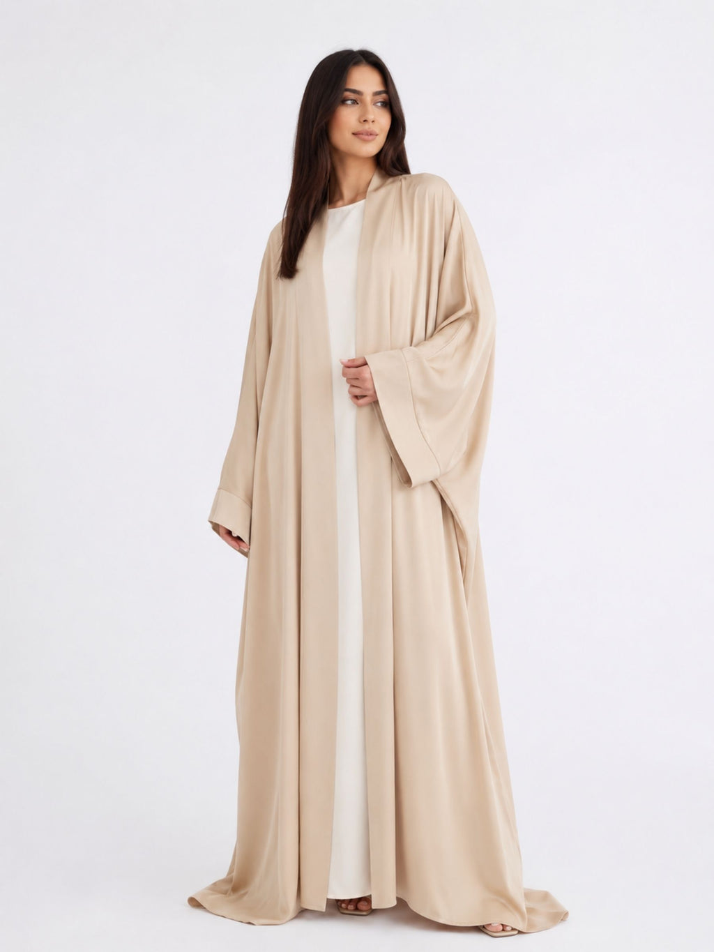 Beige Batwing Abaya Set | Safhah by NISA