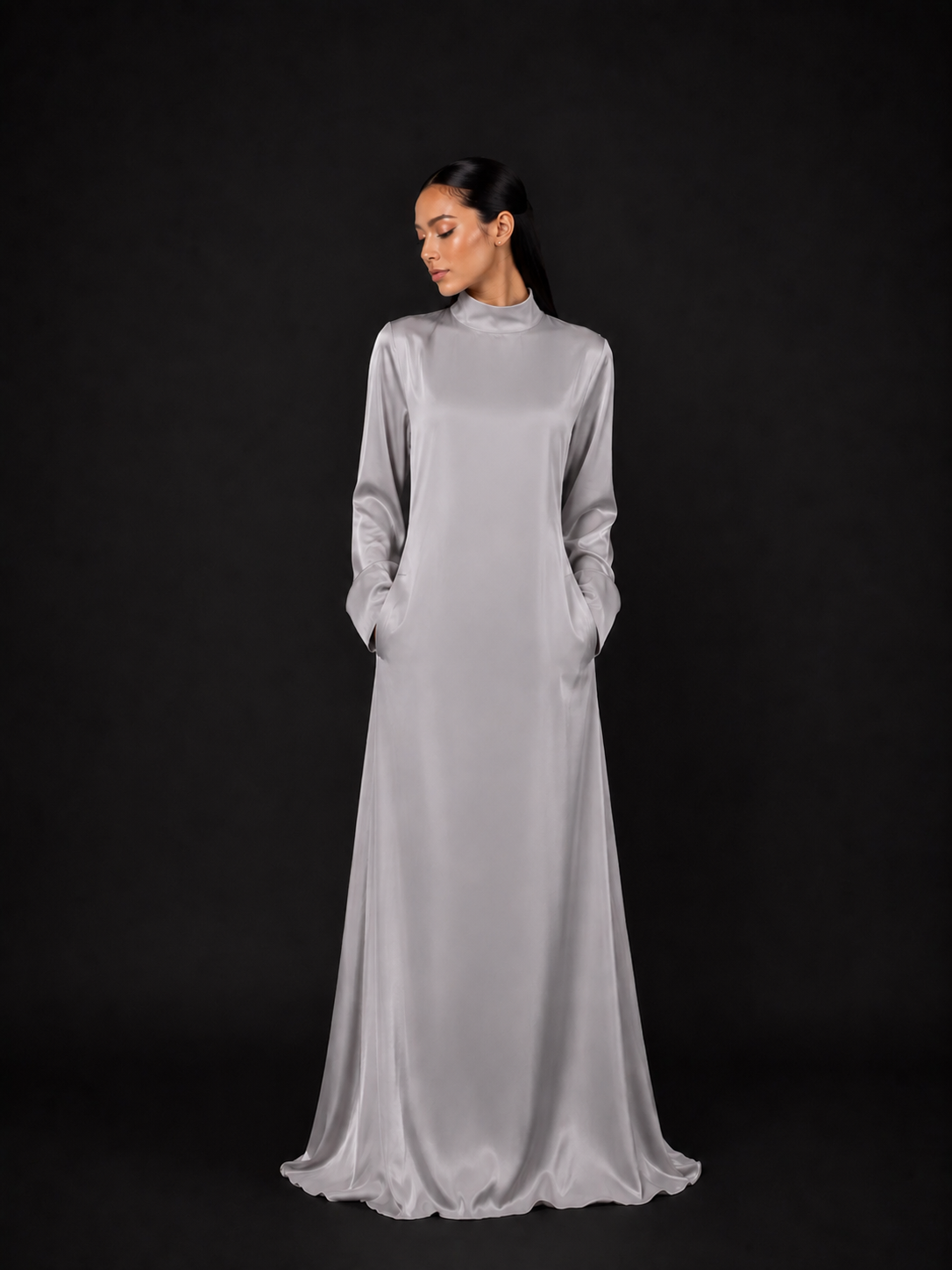Silver 3-Piece Formal Abaya Set  | Aure by NISA