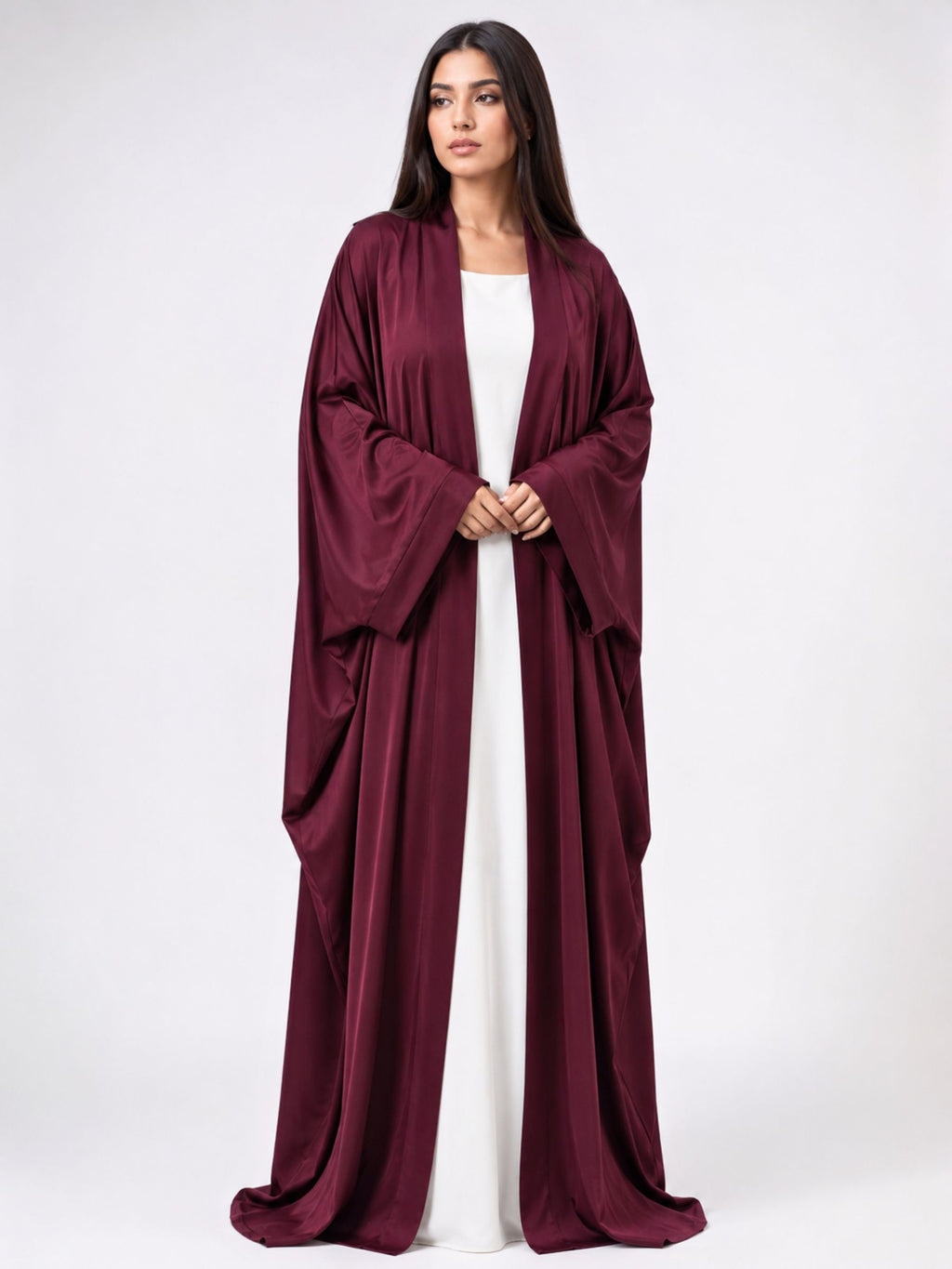 Burgundy Batwing Abaya Set | Rumman by NISA