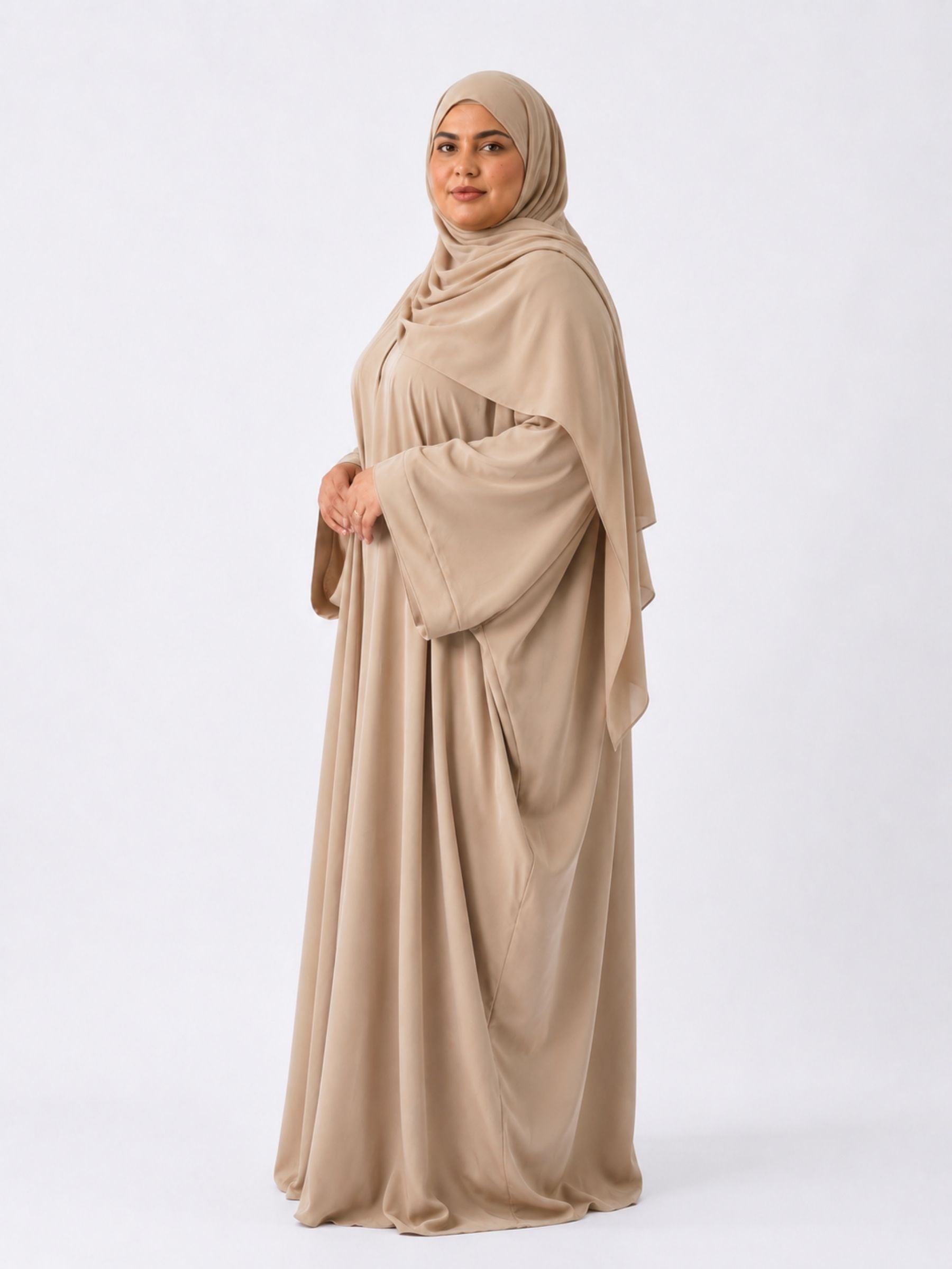Beige Batwing Abaya Set | Safhah by NISA