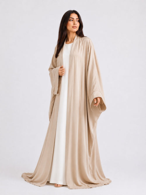 Beige Batwing Abaya Set | Safhah by NISA