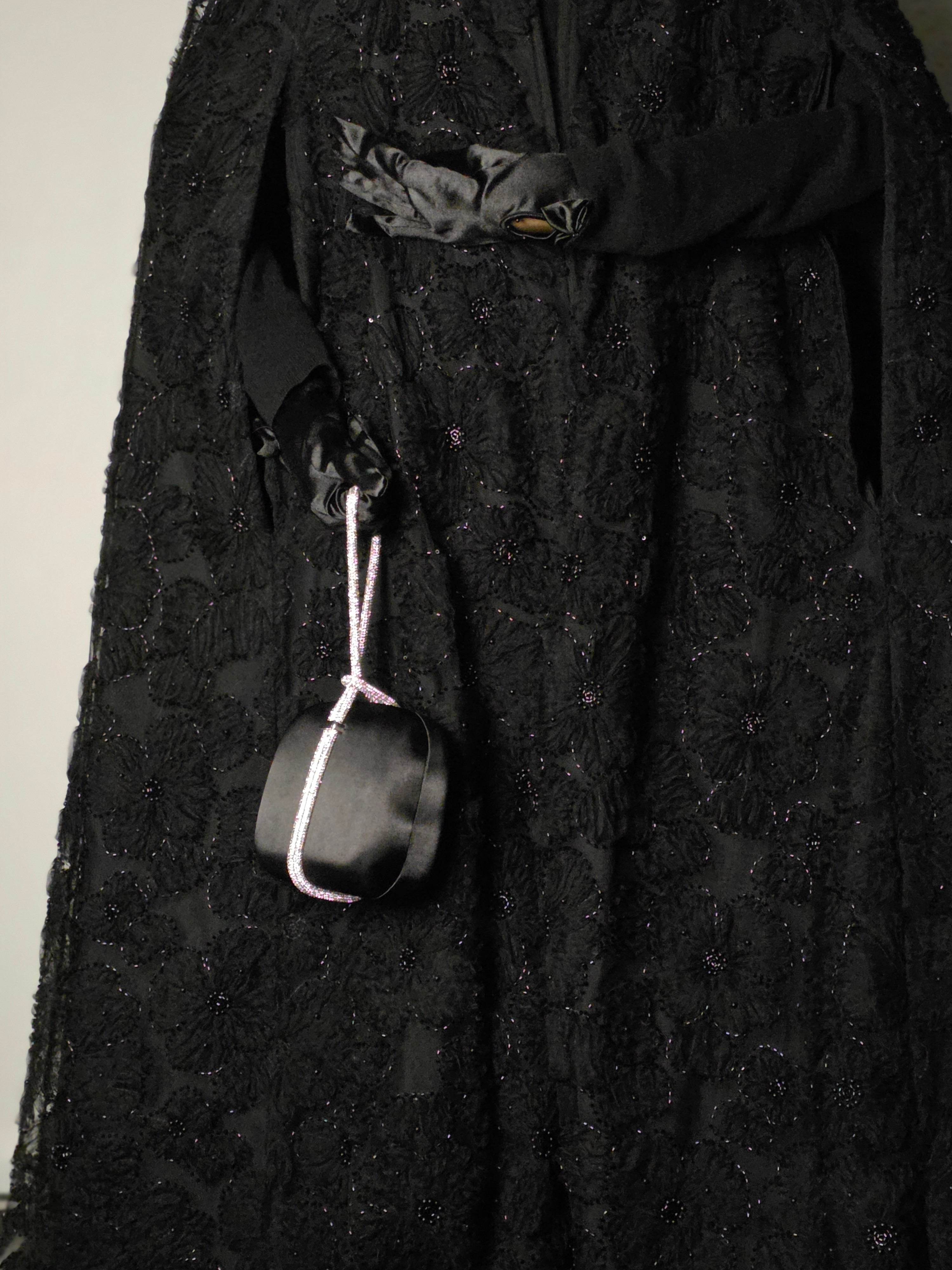Black Beaded Lace Cape Abaya | Noir by NISA