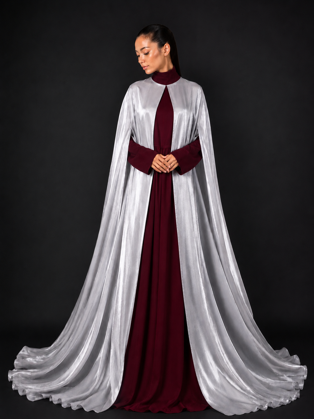 Silver Cape (2-Piece) Abaya Set | Aure by NISA