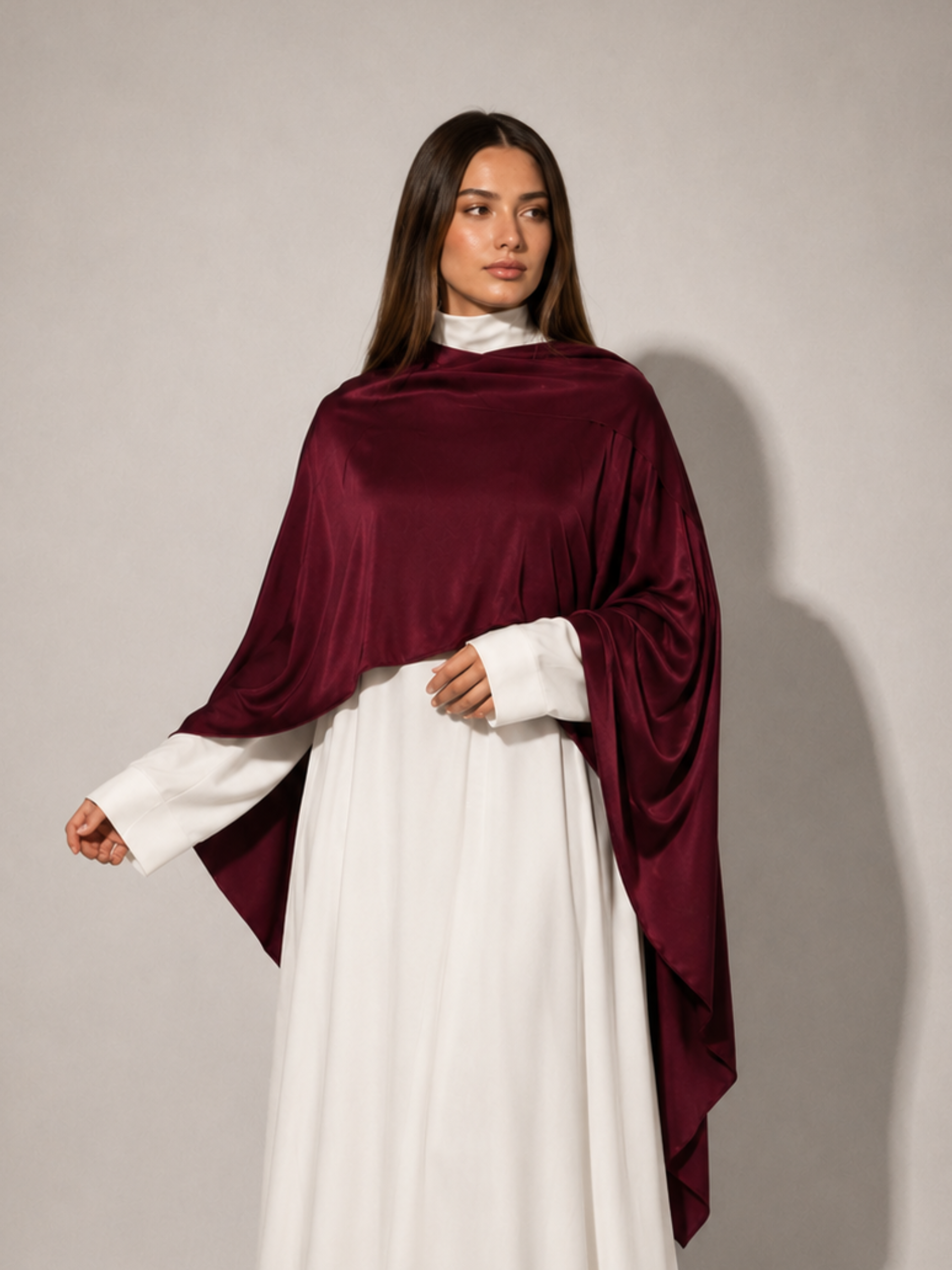 Burgundy Batwing Abaya Set | Rumman by NISA