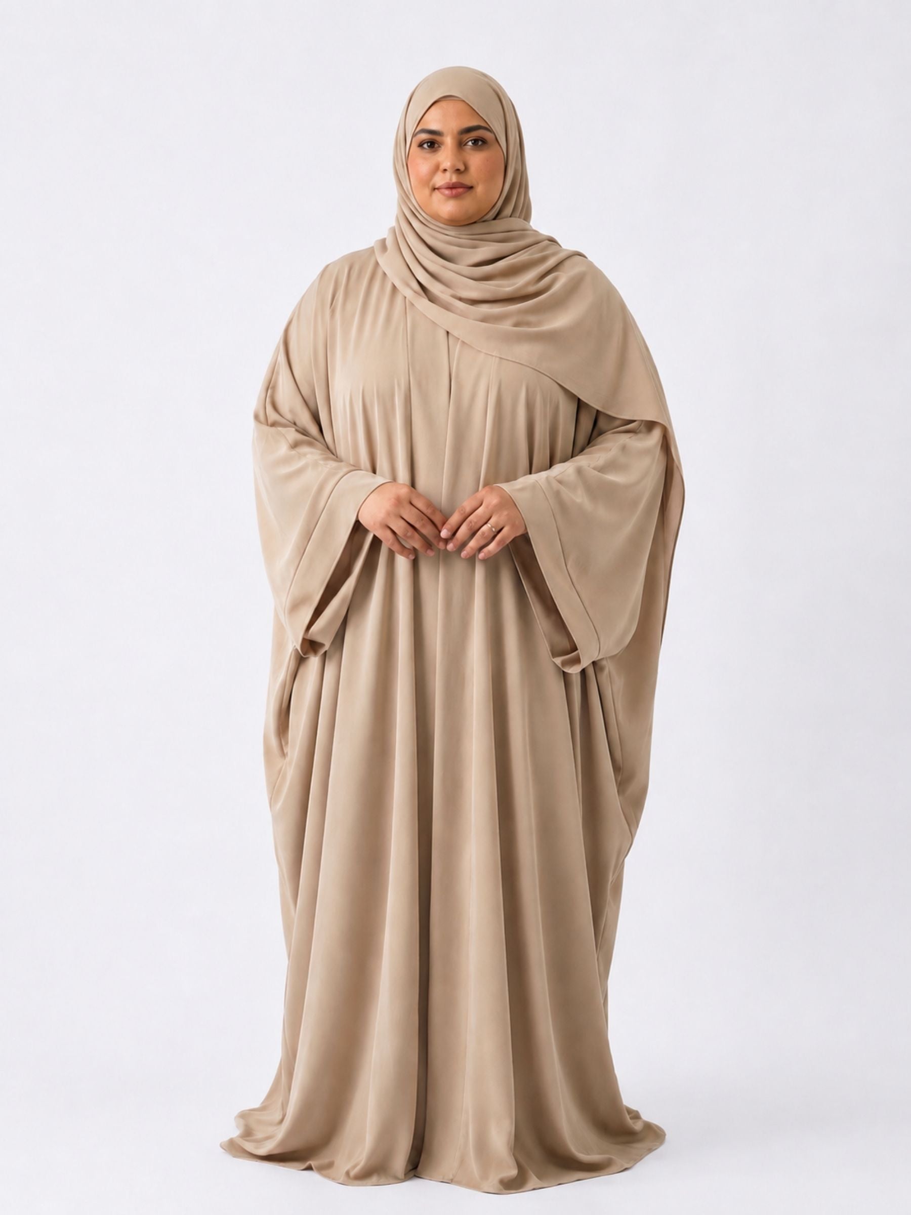 Beige Batwing Abaya Set | Safhah by NISA