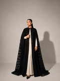 Black Beaded Lace Cape Abaya | Noir by NISA