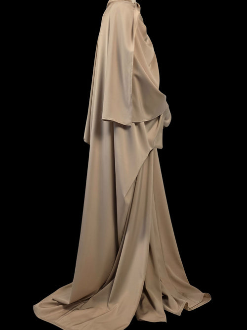 Beige Batwing Abaya Set | Safhah by NISA