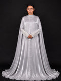 Silver 3-Piece Formal Abaya Set  | Aure by NISA