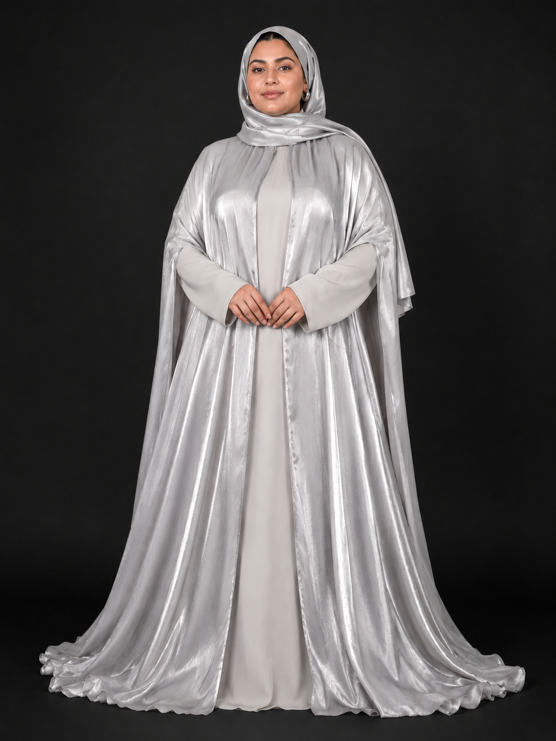 Silver 3-Piece Formal Abaya Set  | Aure by NISA