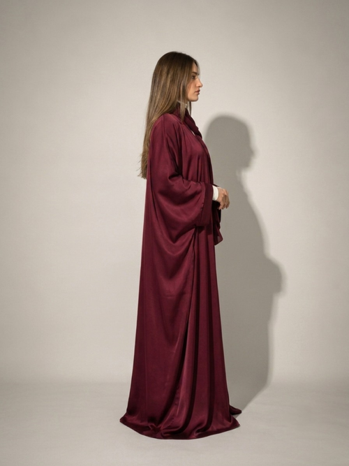 Burgundy Batwing Abaya Set | Rumman by NISA